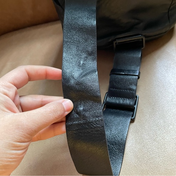 Pars Unum black leather Carbon bucket tote sling bag backpack luxe made in Italy - Picture 16 of 16